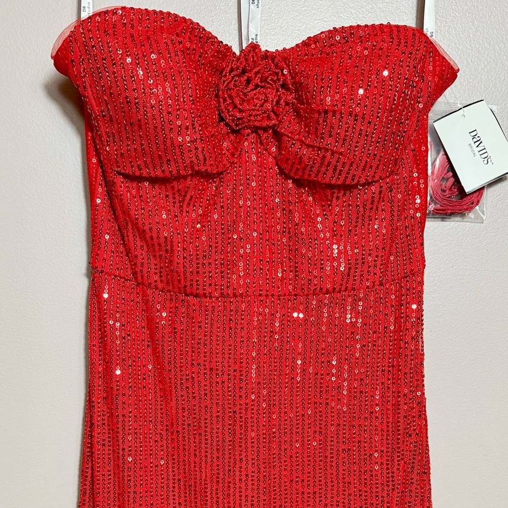 David’s Bridal Sequin Dress With Flower Embellishment - Picture 3 of 10
